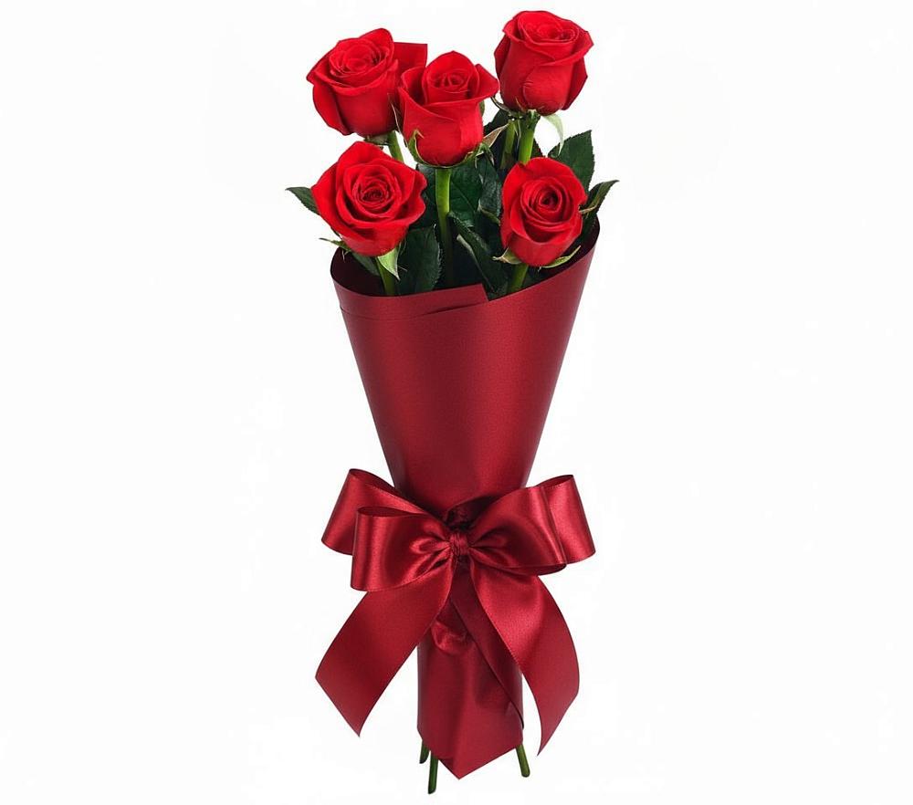 Букет 5 Красных роз Эдлесс Лав в Камышла