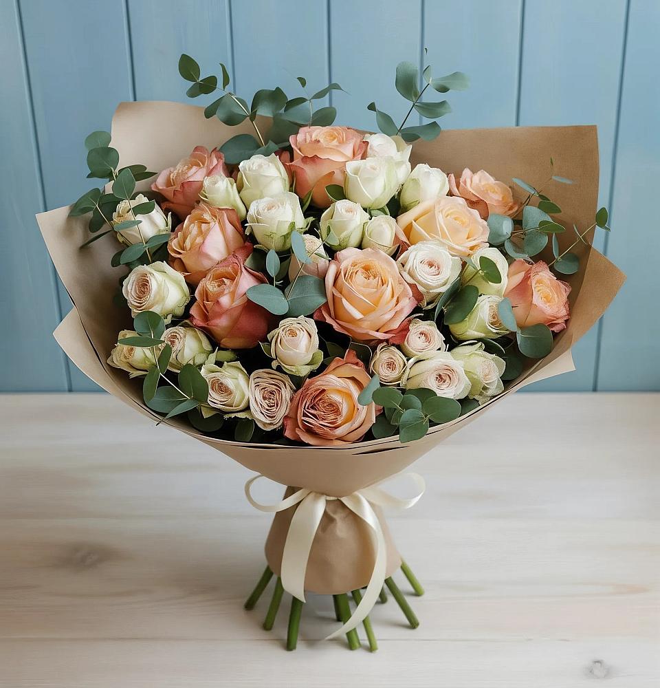 Букет цветов из: Альстромерии и Розы в Камышла