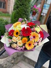 Букет цветов из:  Герберы, Ромашки, Хризантемы, Розы и Подсолнухи #REPLACE_PRED# Камышла