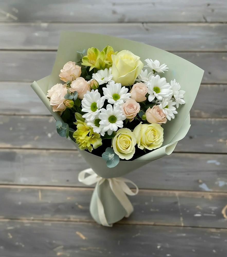Букет цветов из: Альстромерии, Розы и Хризантемы в Камышла