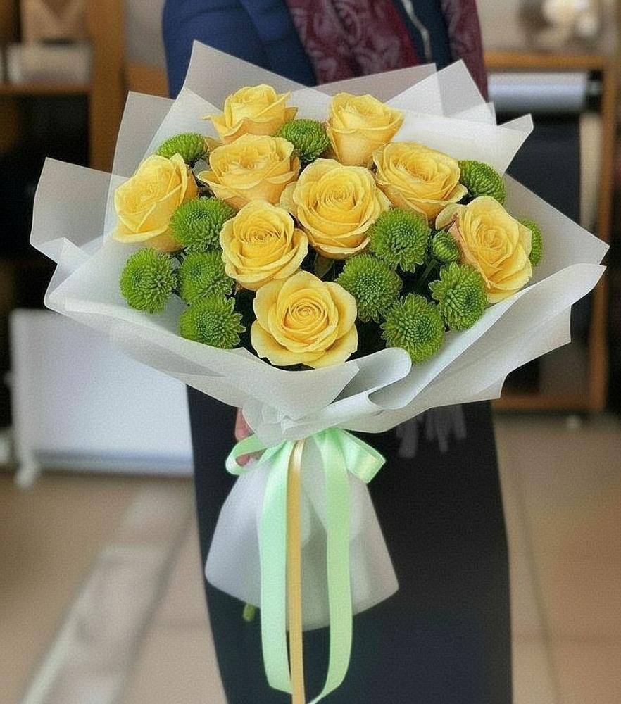 Букет цветов из: Хризантемы и Розы в Камышла