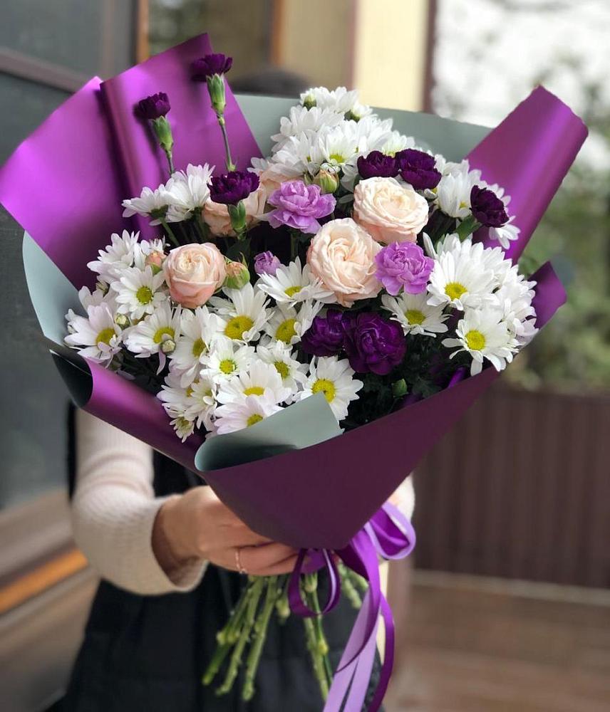 Букет цветов из: Хризантемы, Гвоздики и Розы в Камышла