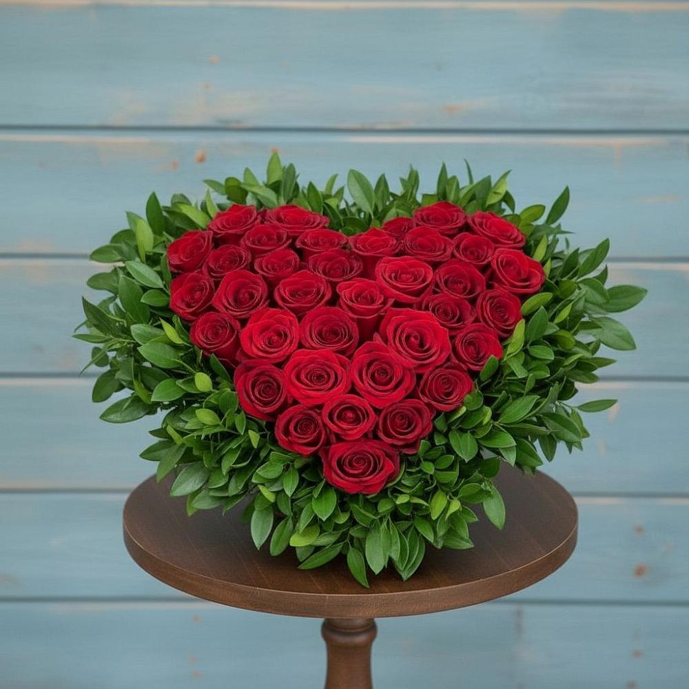 Цветочная композиция из Розы в виде сердца в Камышла