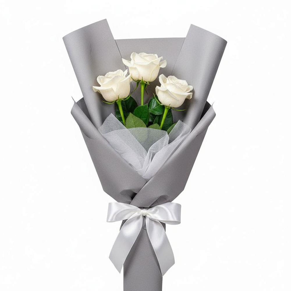 Букет 3 белые розы в Камышла