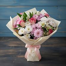 Букет цветов из:  Хризантемы, Альстромерии и Розы в Камышла