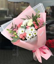 Букет цветов из:  Розы, Лизиантусы и Хризантемы в Камышла