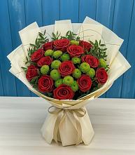 Букет цветов из:  Розы и Хризантемы #REPLACE_PRED# Камышла